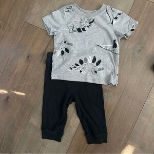 12M Dinosaur T-Shirt and Black Pants Set